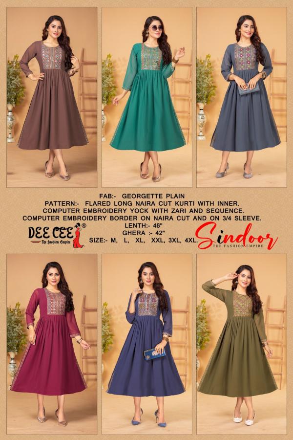 Deecee Sindoor Flaired Long Naira Cut Kurti Collection